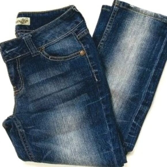 Paris Blues Cropped Factory Distressed Faded Denim Blue Jeans Size Junior's 7 - Picture 1 of 11